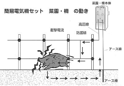 簡易電気柵セット　菜園・柵（100mセット）[SP-2007型]の動き